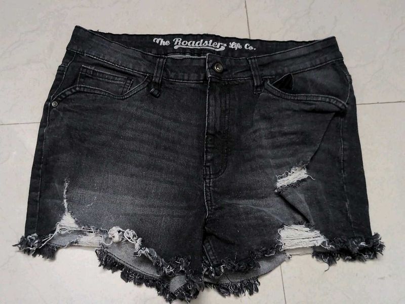 Grungy Distressed Denim Shorts