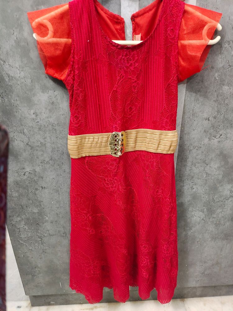 Preety Red Dress For Girls