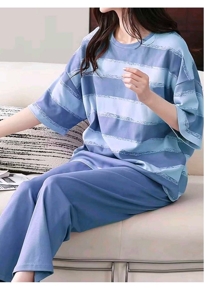 Blue Striped Pajama Set