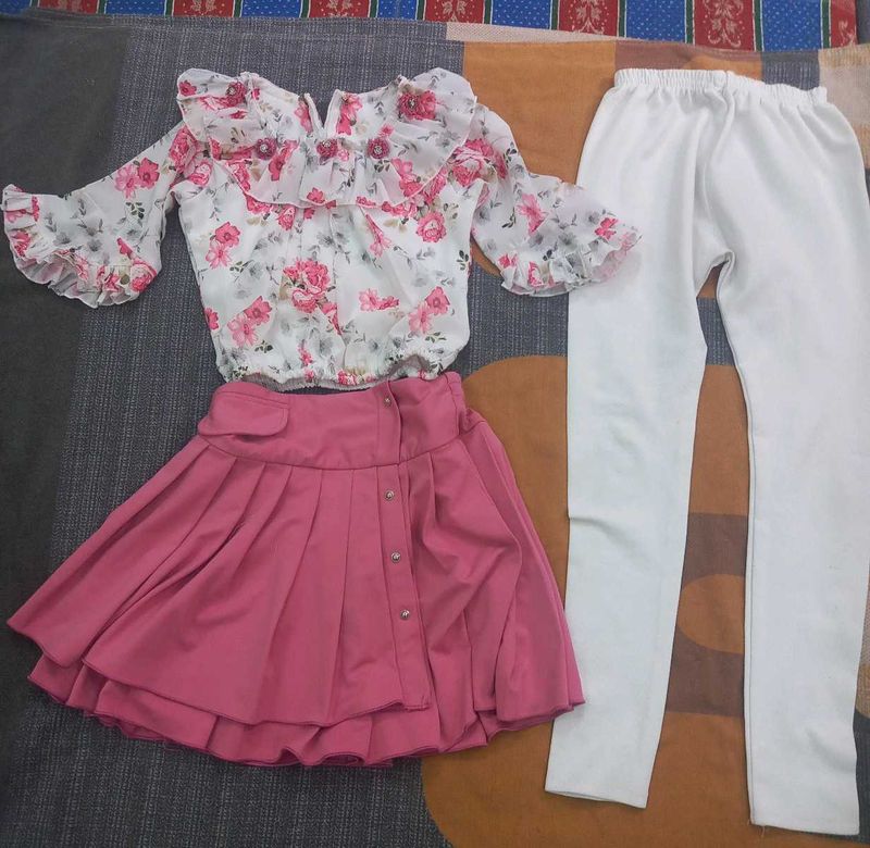 Floral Top &amp; Pink Skirt Set