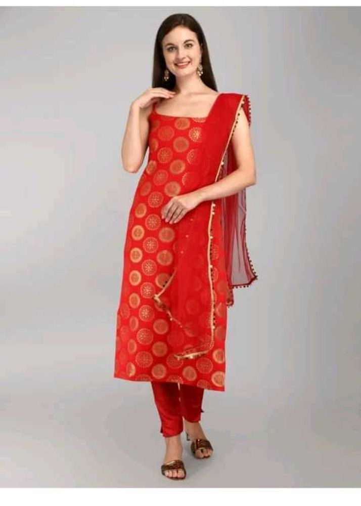 Red &amp; Gold Kurta Set dupatta not available
