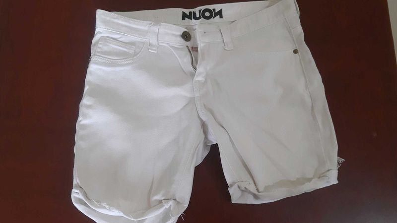 NUON White Denim Shorts