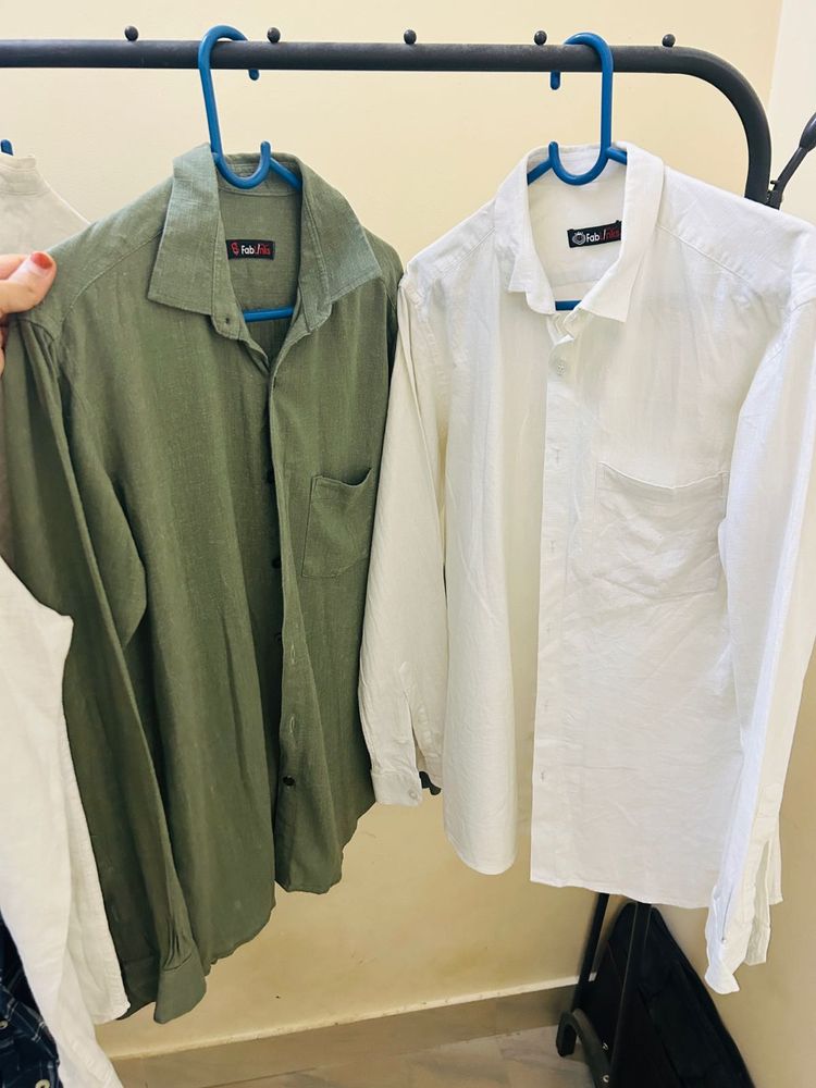 final sale🎉combo of Men's  Shirts - Green &amp; White