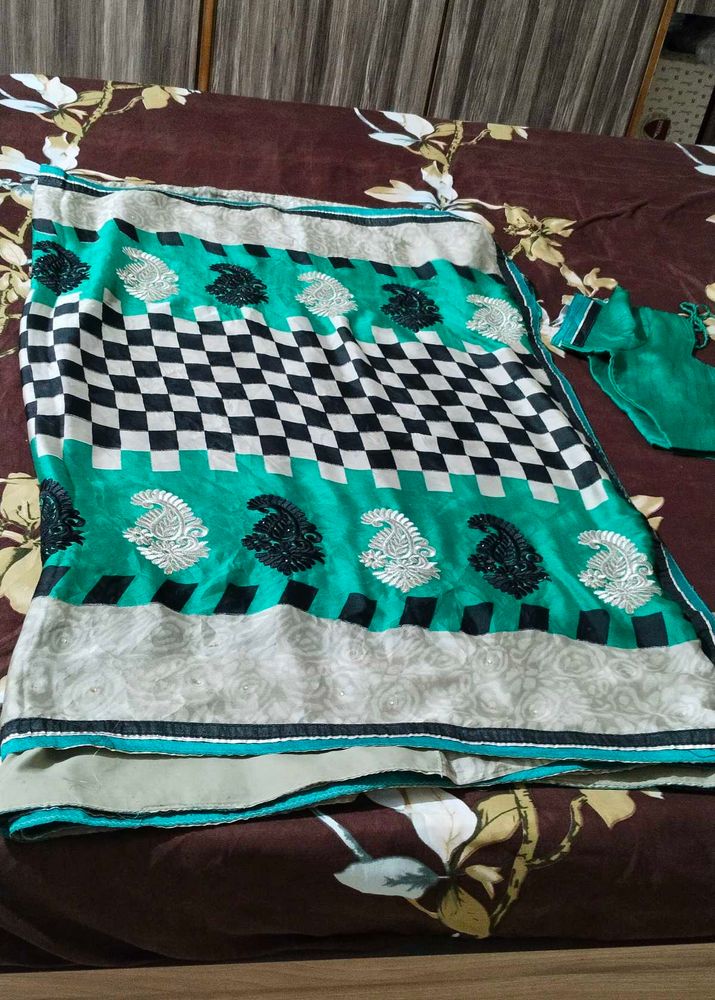 fix rate silk saree with stitch blouse