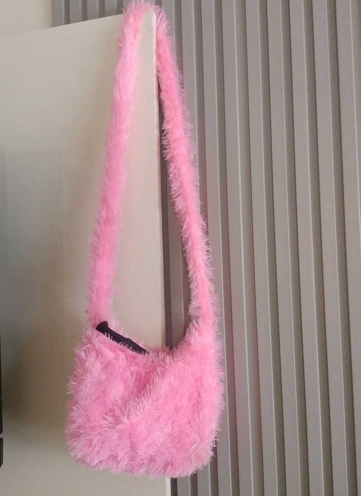 Pink Fuzzy Shoulder Bag
