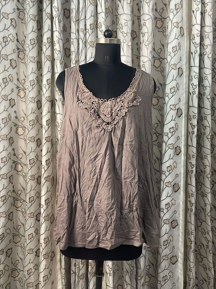 Boho Lace Trim Sleeveless Top