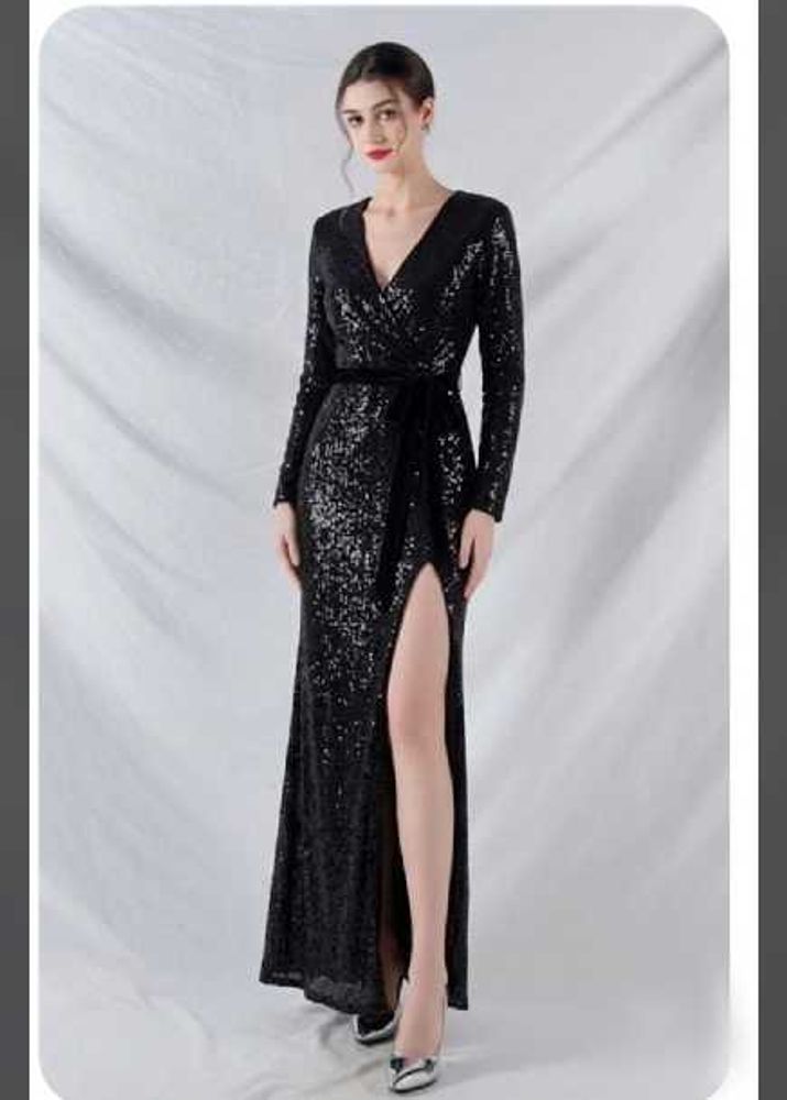 Sparkly Black Sequin Maxi Dress