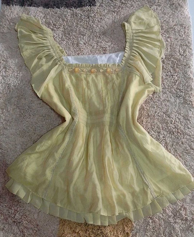 Light Yellow Ruffled Sleeve Top
