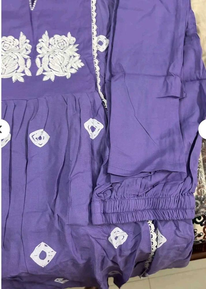 Purple Embroidered Kurta