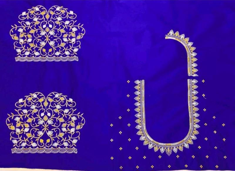 Embroidered Royal Blue Blouse Piece