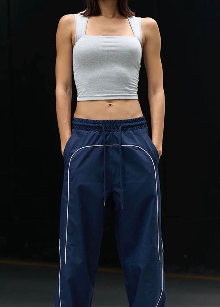 Grey Square Neck Crop Tank Top