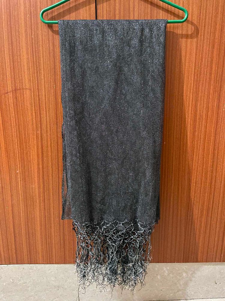 Sparkly Grey Dupatta with Fringe