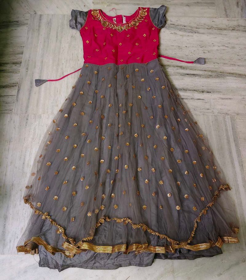 Beautiful Pink and Grey Embellished Gown