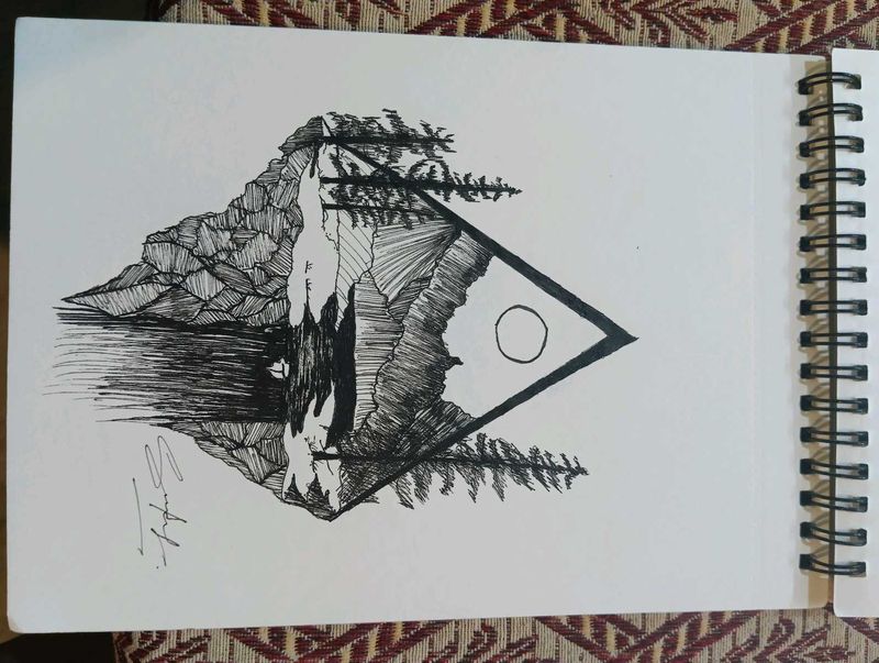 Mountain Scenery Drawing