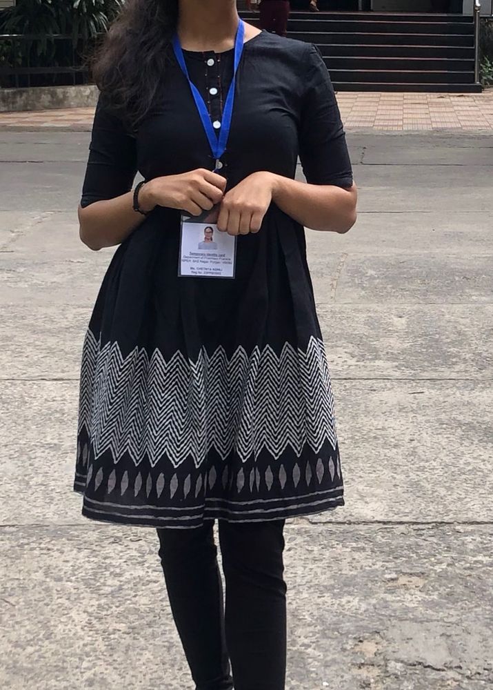 Stylish Black Kurta with Printed Border
