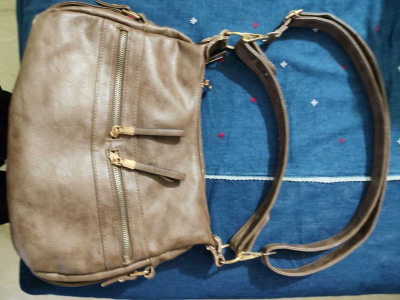 Stylish Brown Faux Leather Handbag