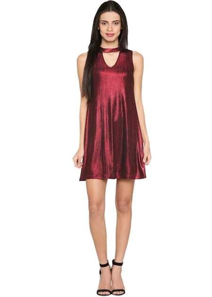 Sparkly Red Mini Dress with Tie Back