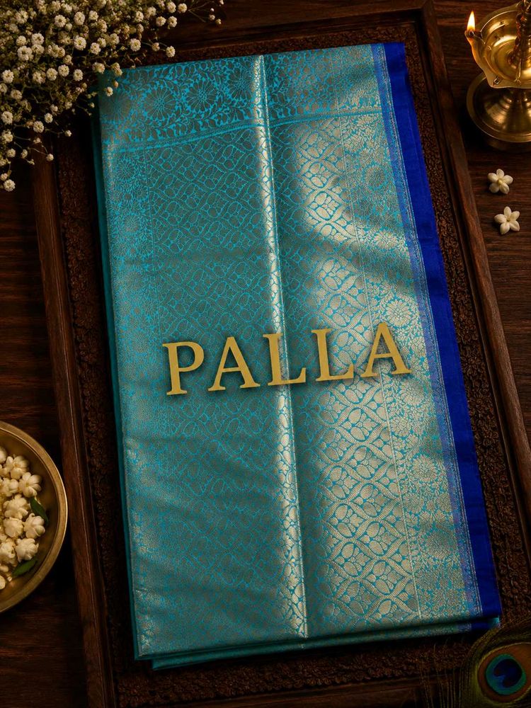 Beautiful Teal Mashru Silk Saree
