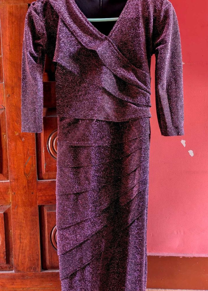 Sparkly Purple Long Sleeve Dress