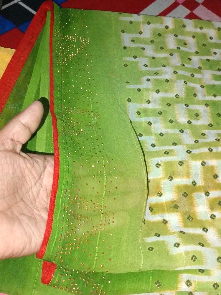 Elegant Green Saree with Embellishments