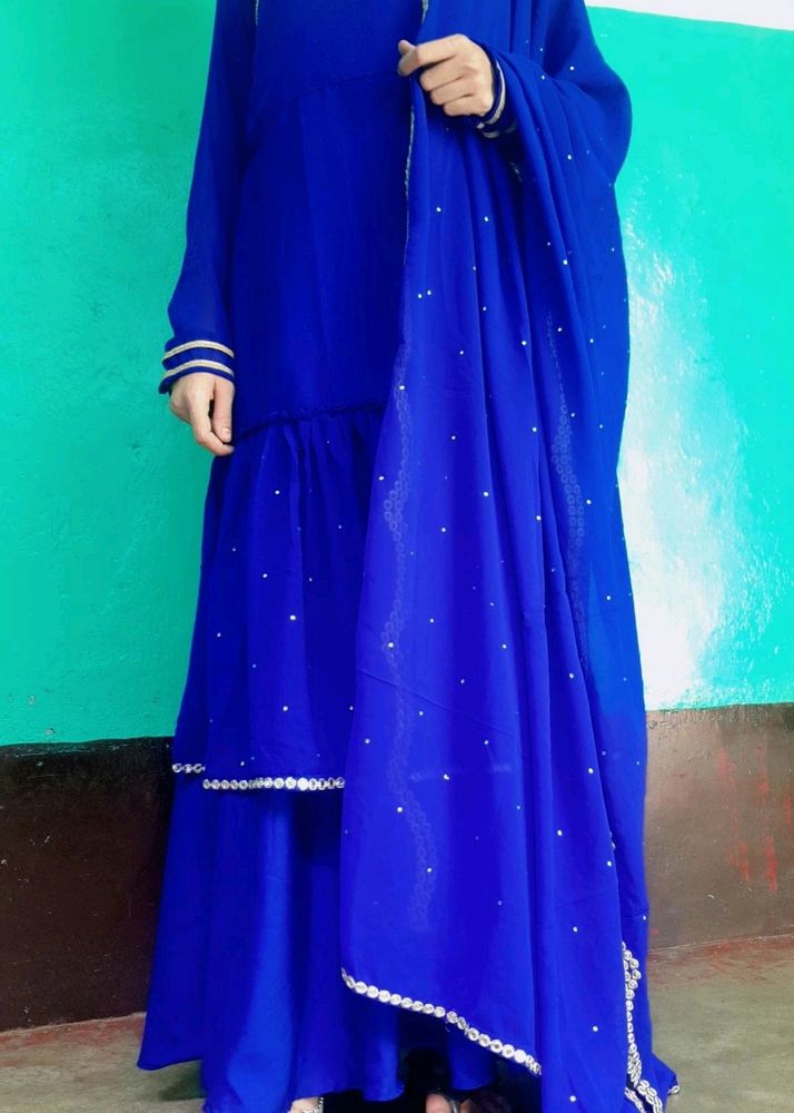 Royal Blue Embellished Anarkali Suit