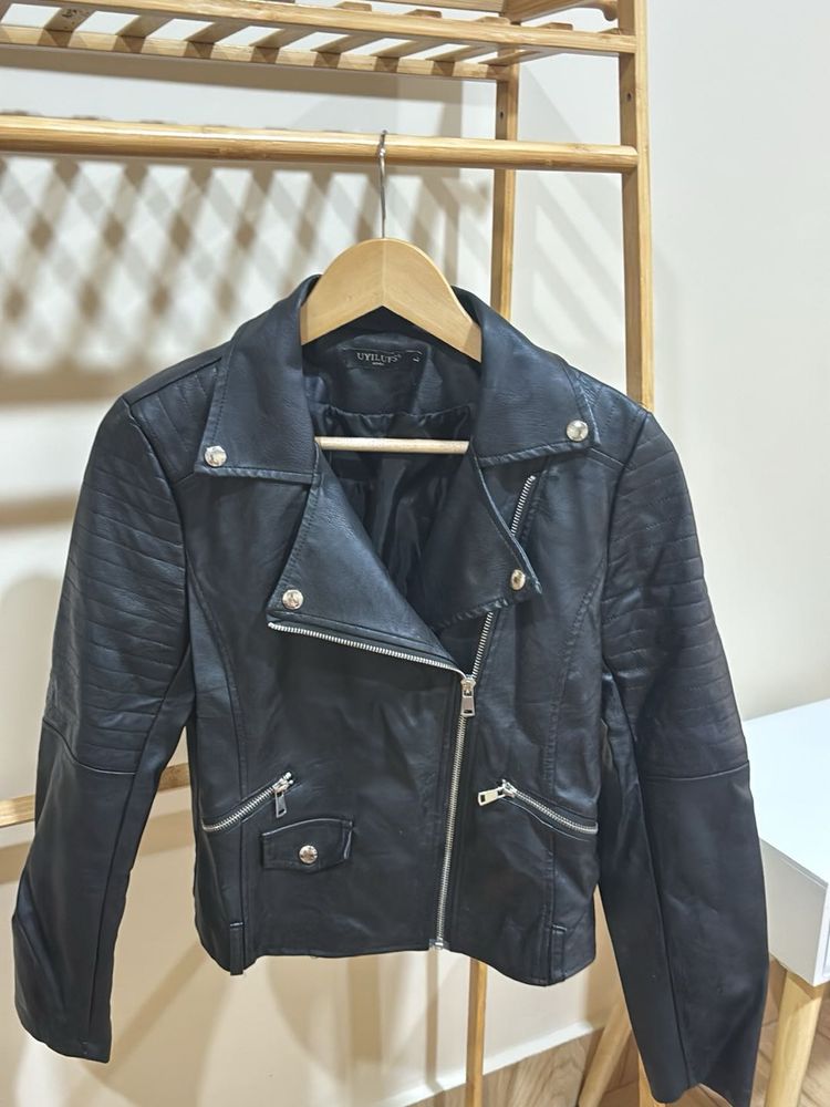 Black Faux Leather Biker Jacket