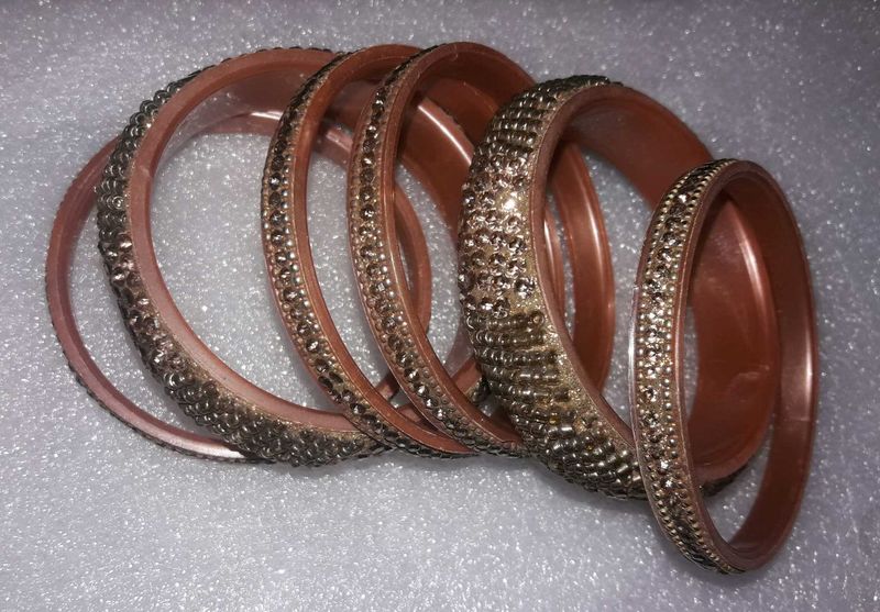 Sparkling Rose Gold Bangles Set