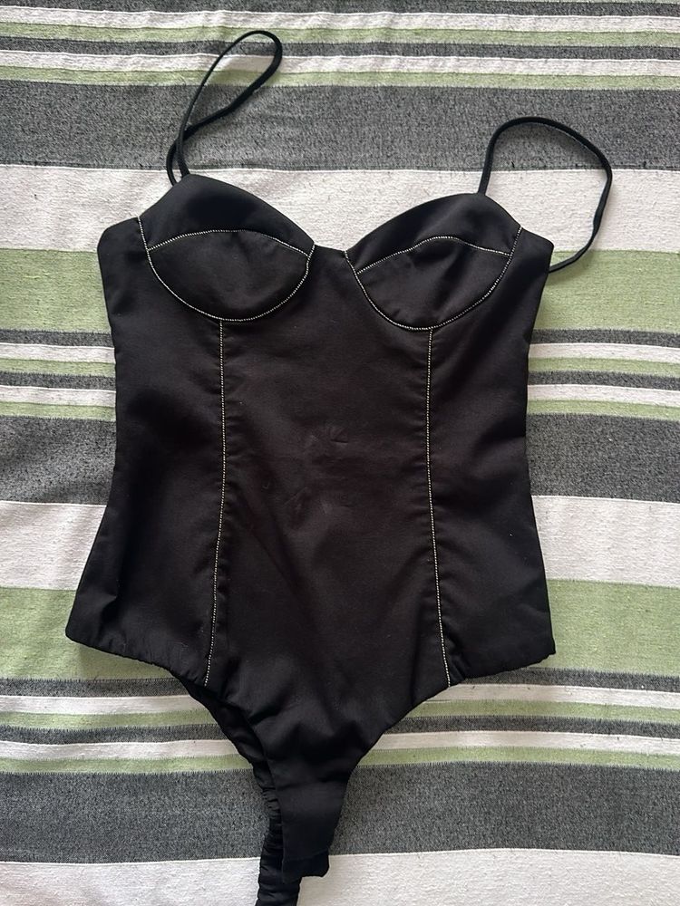 Black Corset Style Bodysuit
