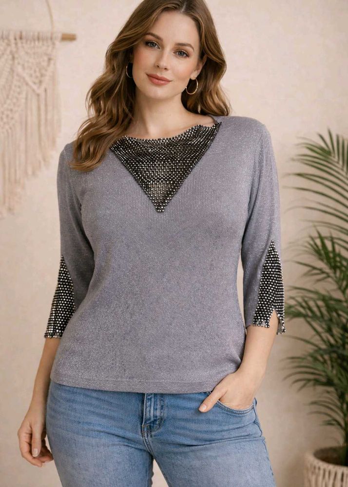 🔥Buy 1, Get 1 Free🔥Sparkling Diamond Mesh Top