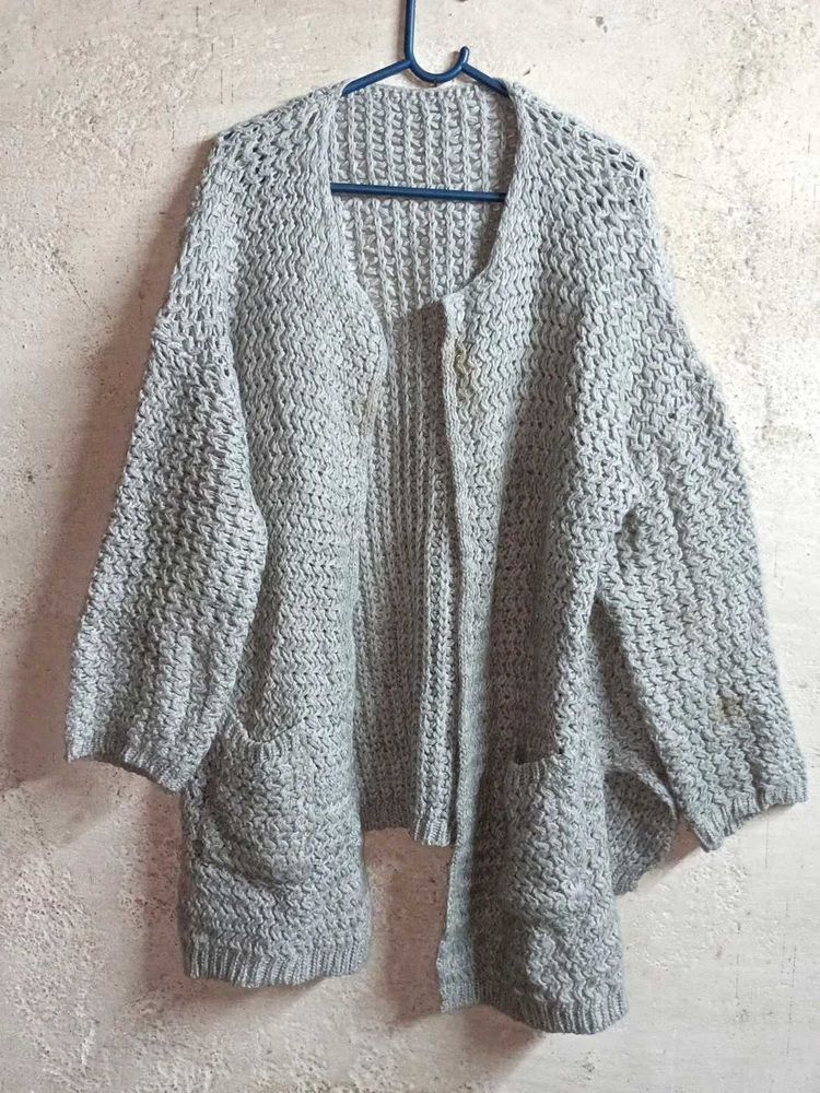 Oversized Winter Fashion Shrug Grey