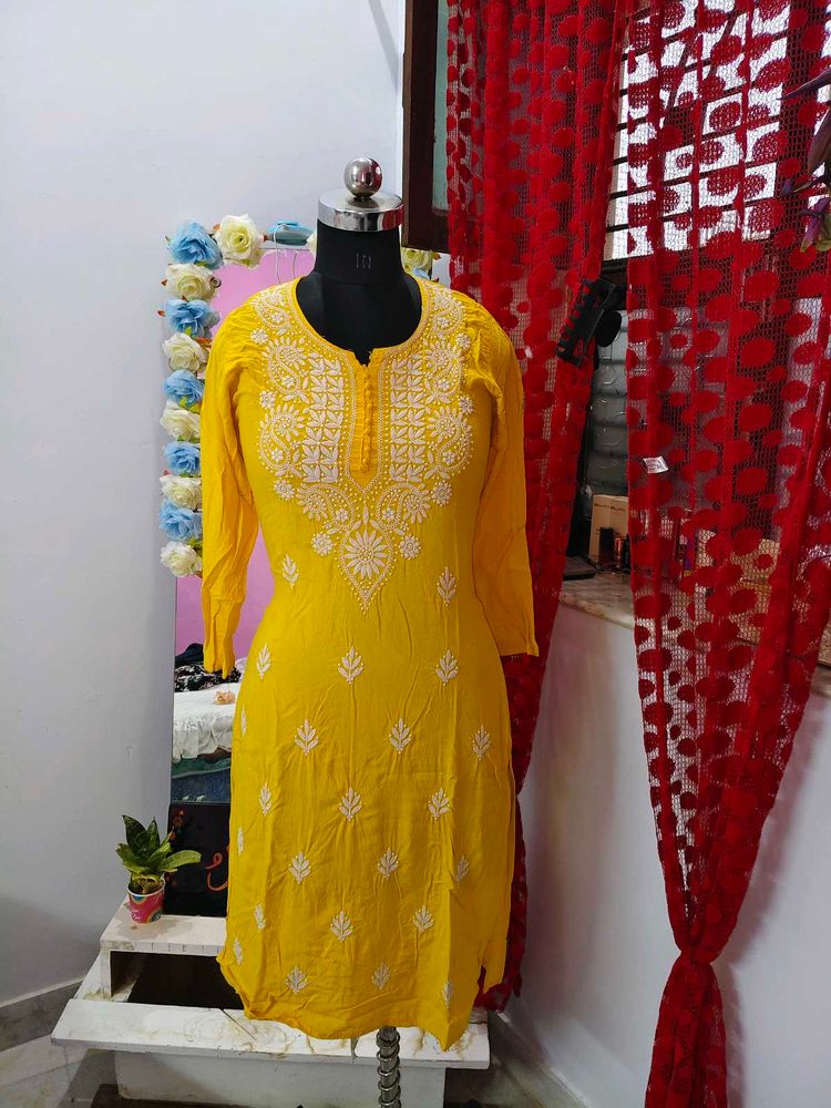 Yellow Embroidered Kurta