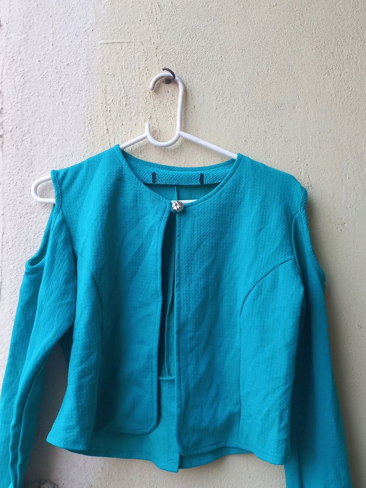 Cold Shoulder Sea Green Shrug🤍