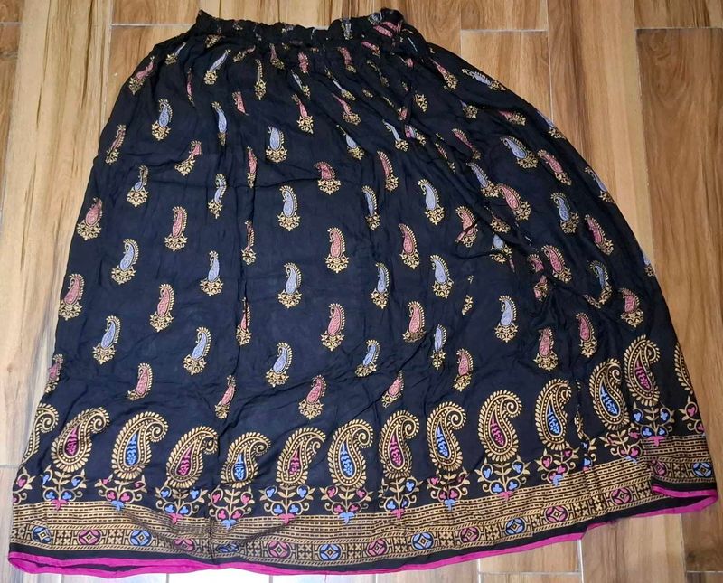 Black Paisley Print Ethnic Skirt