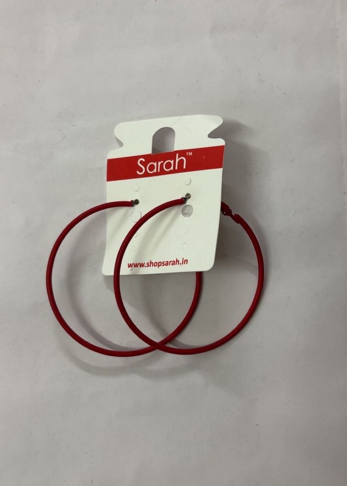 Sarah Red Hoop Earrings