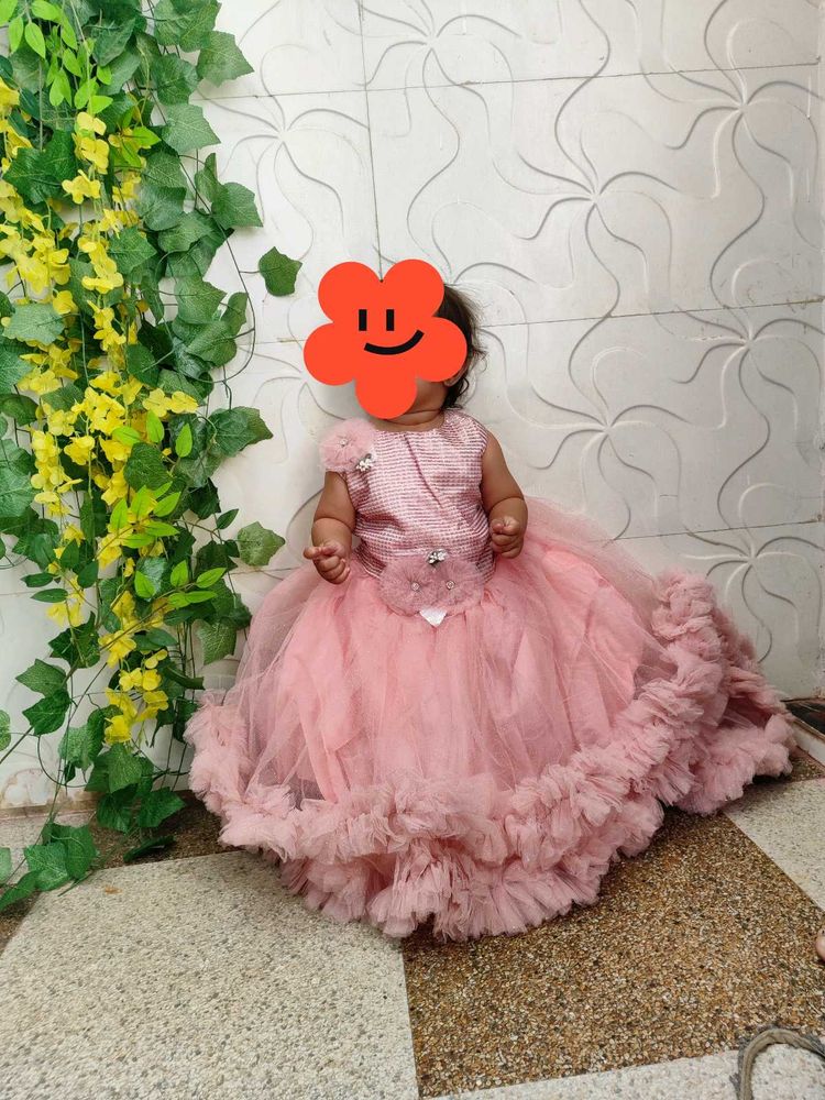 Pink Tulle Ruffle Dress