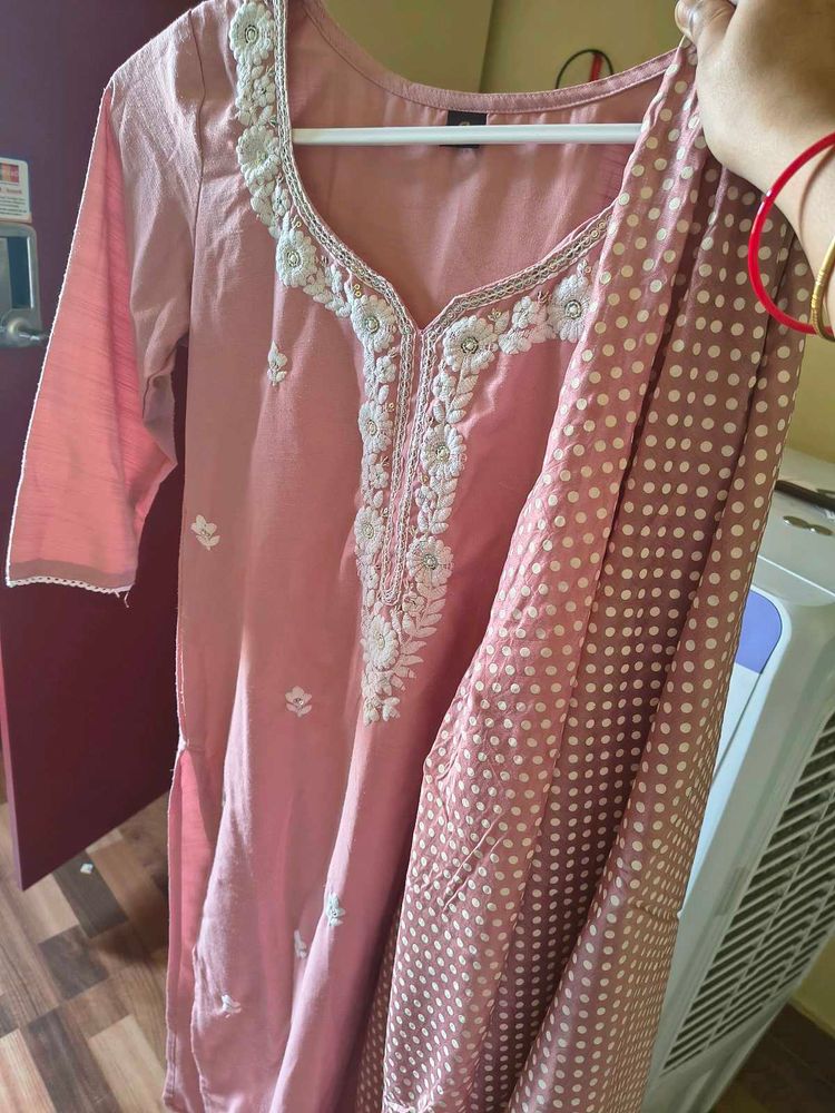 Embroidered Kurta Set with Dupatta