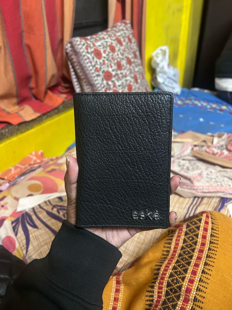 Eske Black Leather Passport Holder