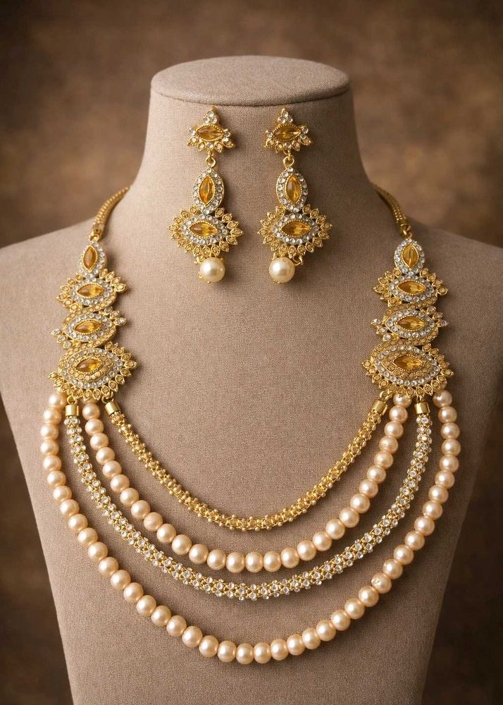 AT JUST 499🔥 Pearl Necklace Set with Earrings ✨