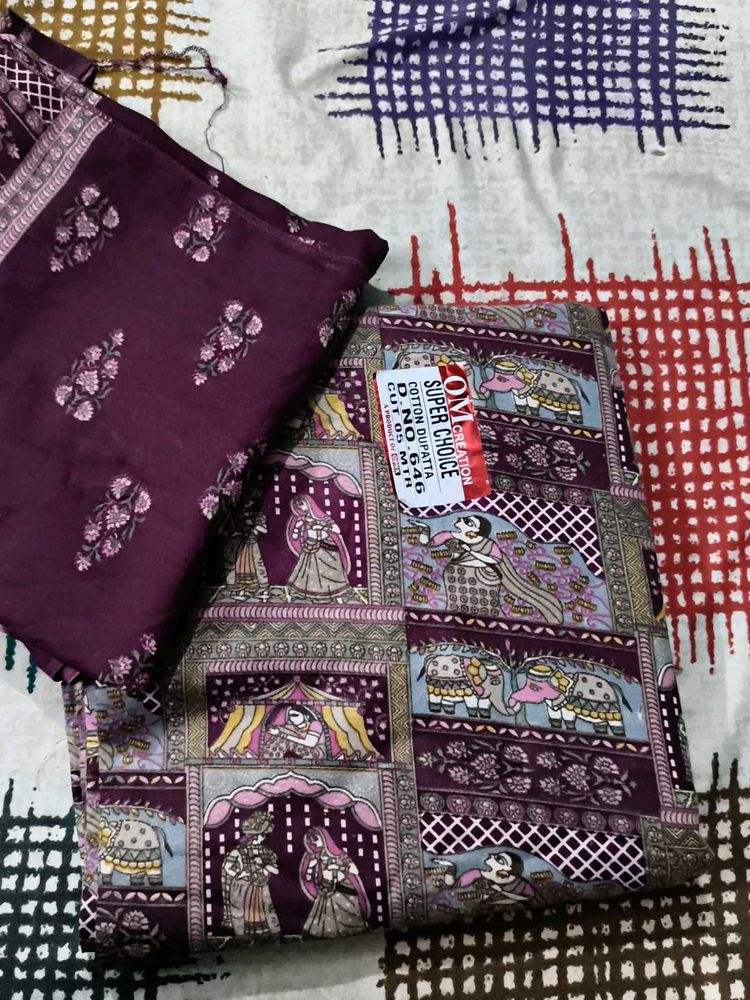 Raja Rani Print Cotton Febric All Over 5 Meter Wit