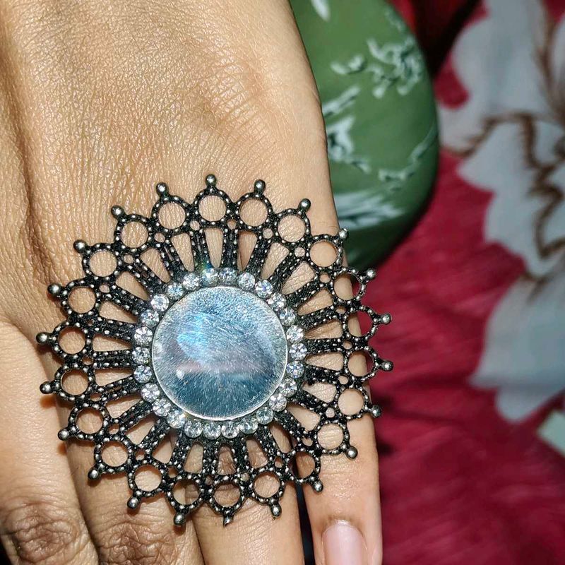 Stylish Silver Oxidised Jewellery Combo Set – Ring