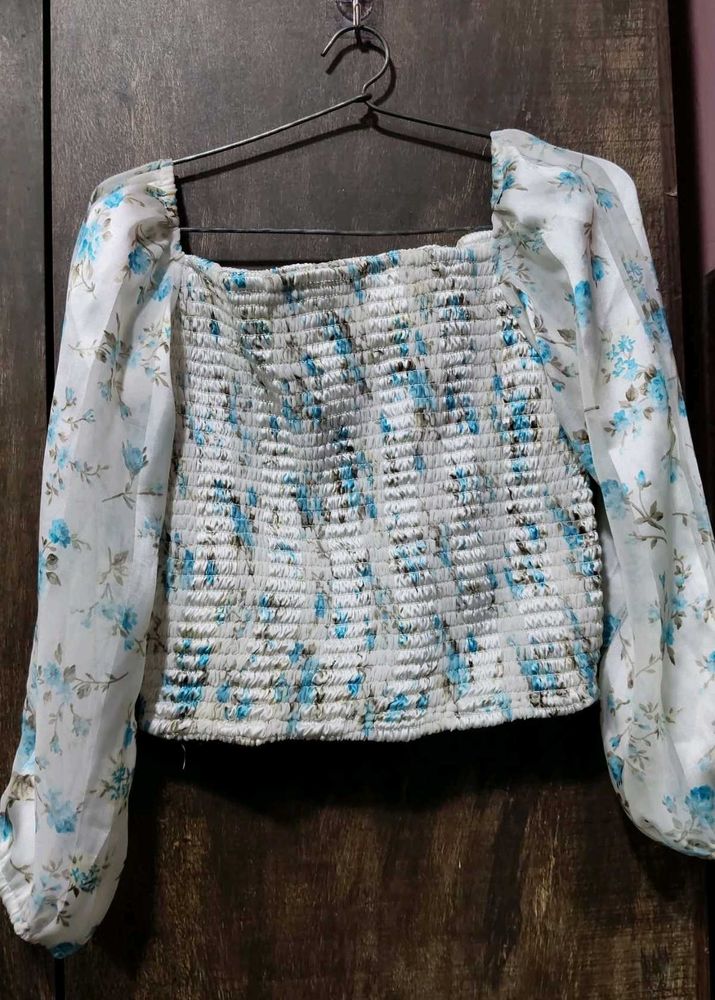 Floral Full Sleeves Crop Top