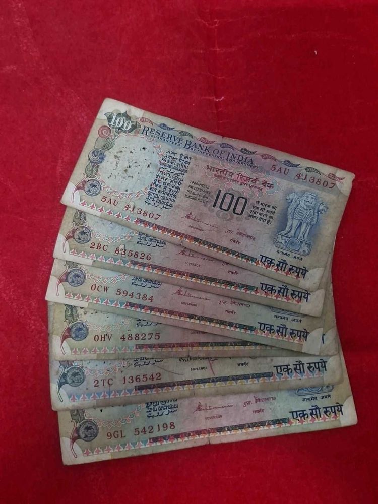 6 pcs old 100 rs note rare to find