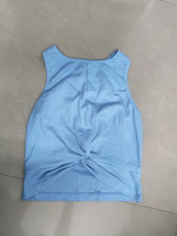 Light Blue Twist Front Tank Top