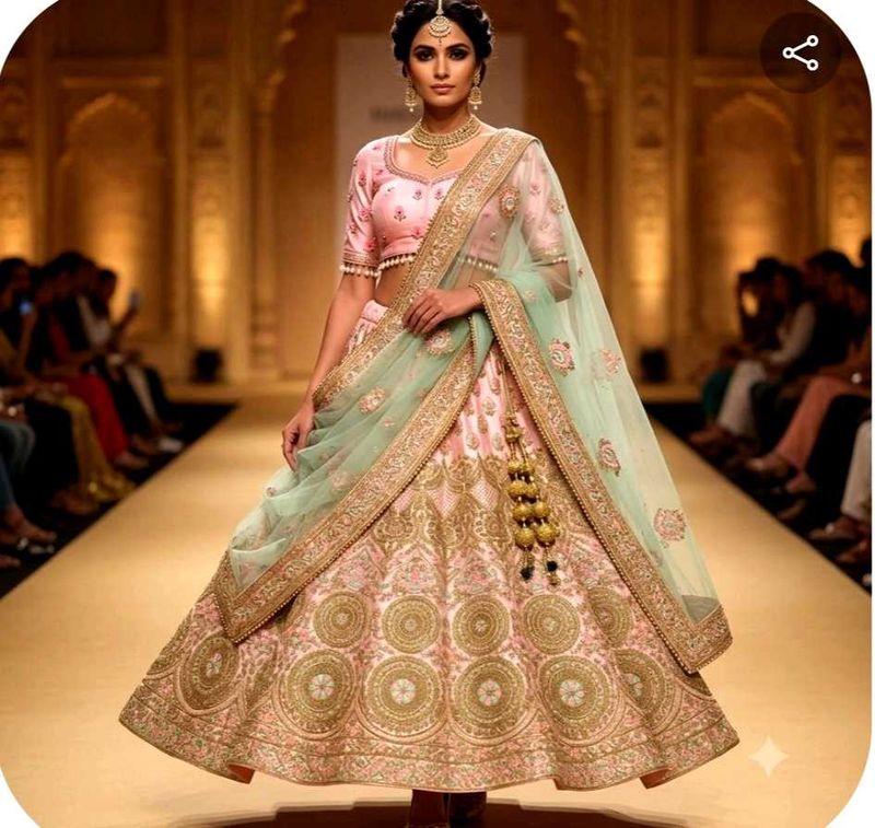Exquisite Pink &amp; Mint Lehenga Choli