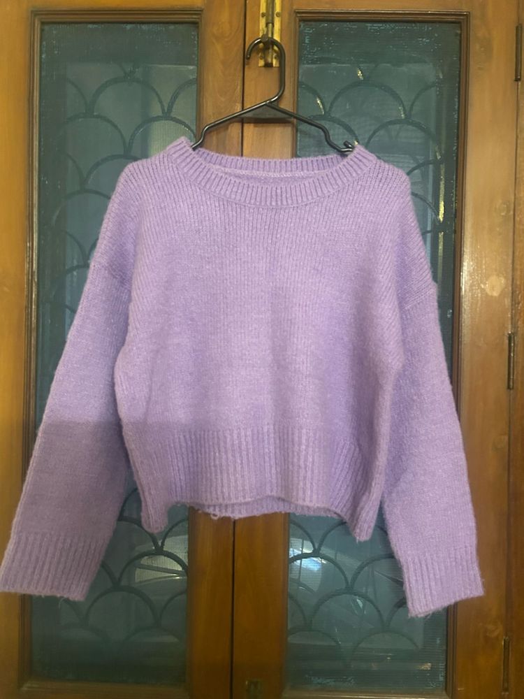 Lilac Knit Cropped Sweater