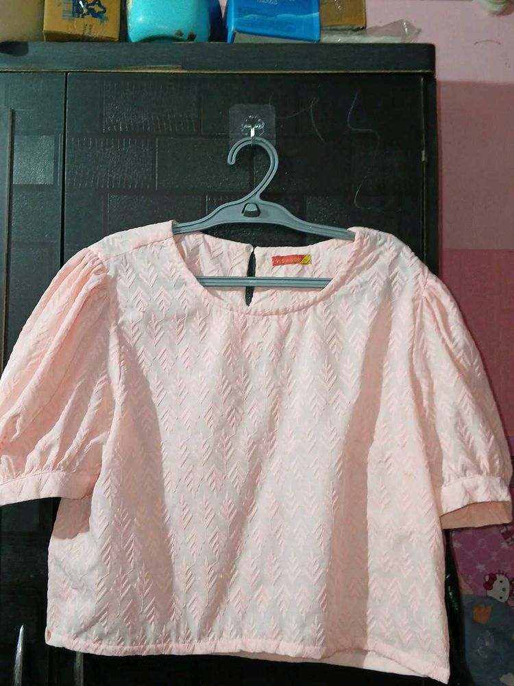 Cute Pink Puff Sleeve Top