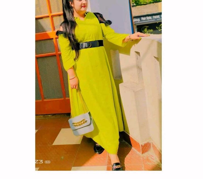 Beautiful Lime Green Gown with Belt