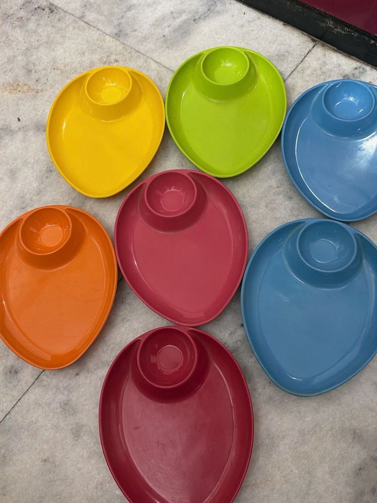 Set of 7 Colorful Snack Plates