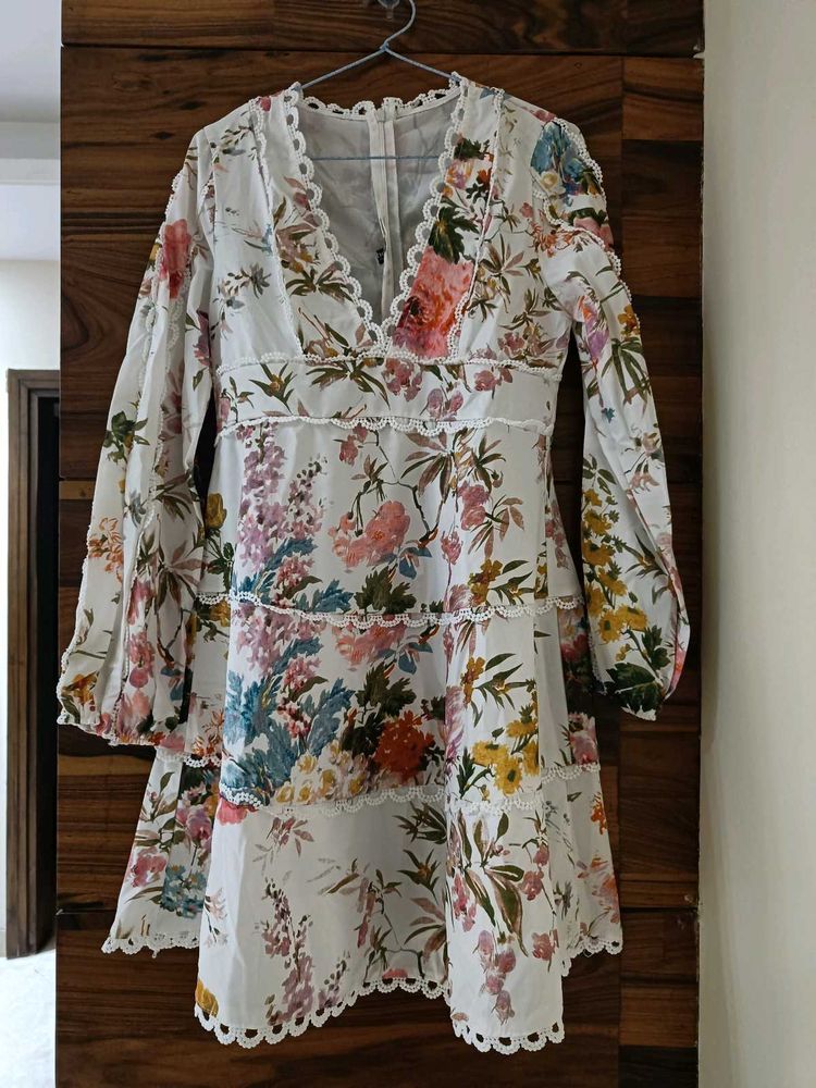 Floral Print Tiered Midi Dress