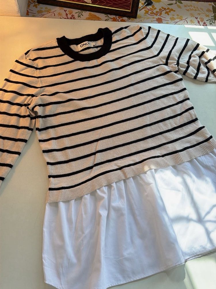 ONLY Striped Knit Top with White Layer